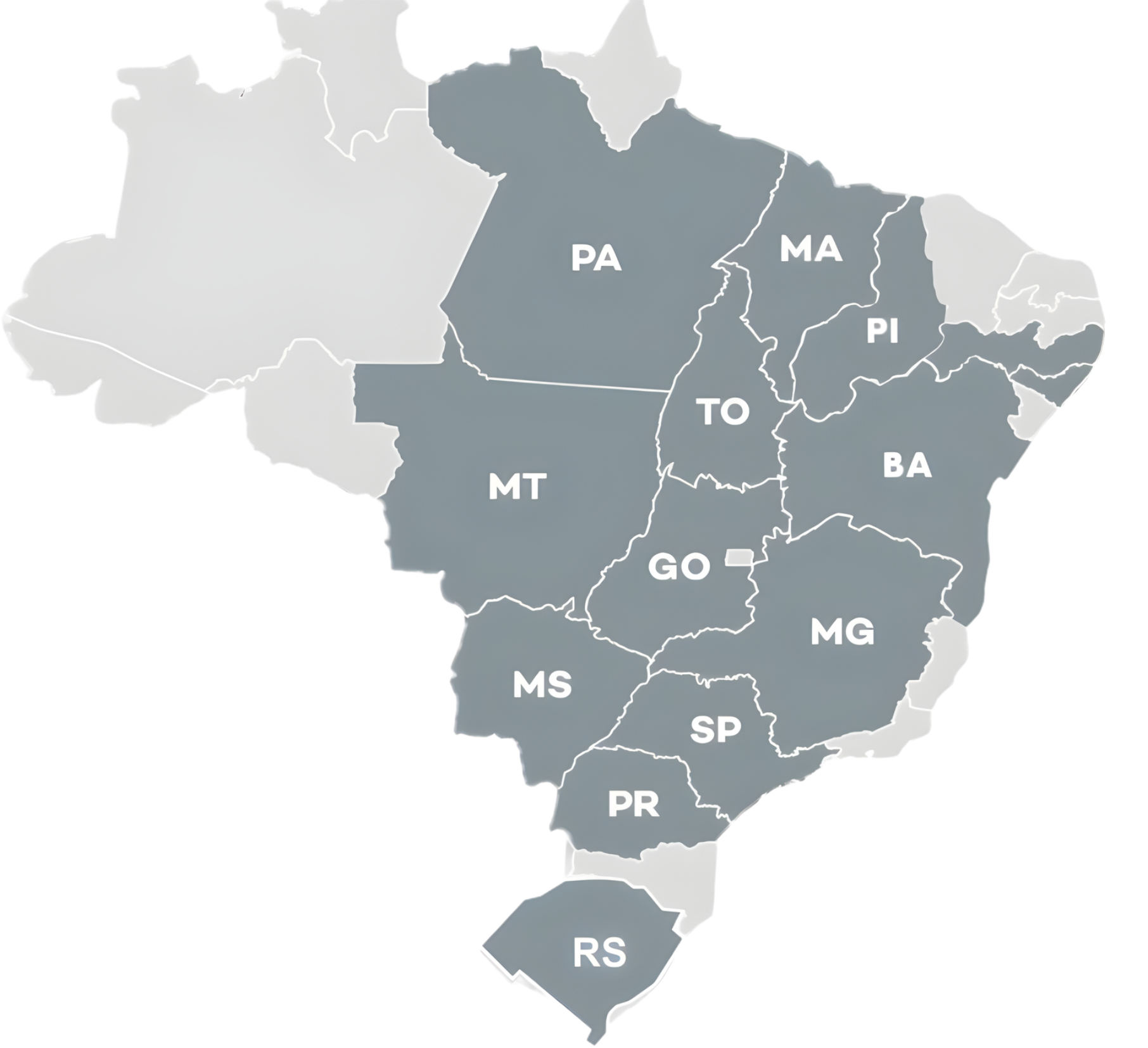Mapa de presença da D2G Consultoria no Brasil